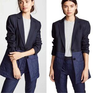 Tibi Navy Quilted Combo Blazer. Size 0.
